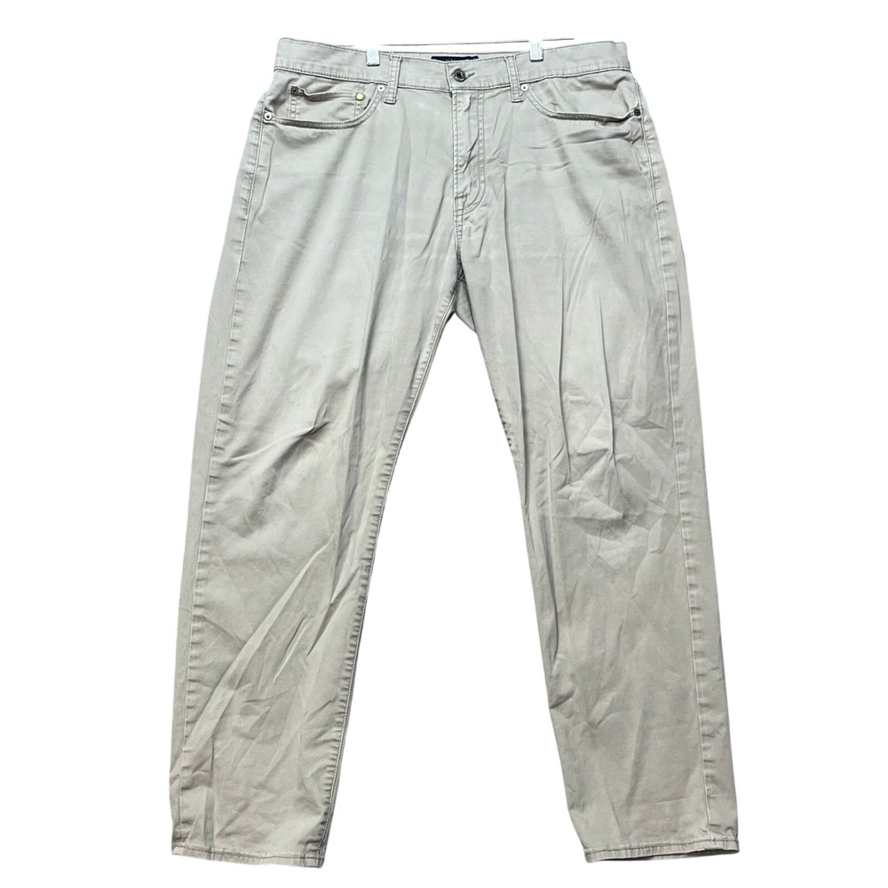 Lucky Brand 121 Heritage Slim Pants Mens 34x30 Khaki Tan 5 Pocket Chino‎ Stretch